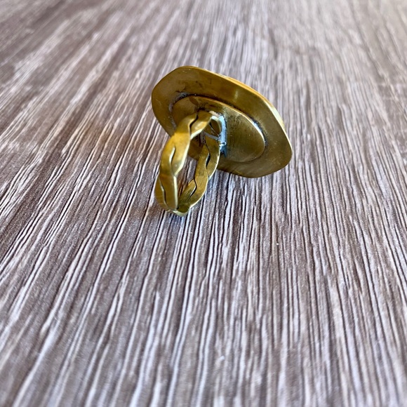 Brass and turquoise statement ring - Picture 3 of 5